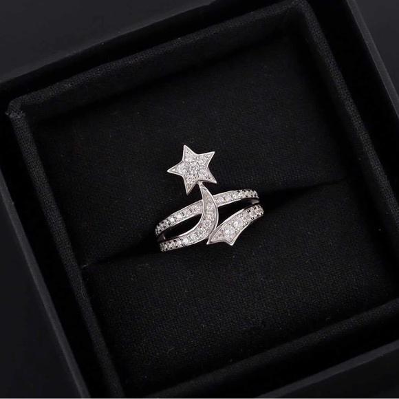 - ⭐️Sterling Silver Shooting Star Motif pave-set w/round brilliant cut CZ … - Picture 12 of 16